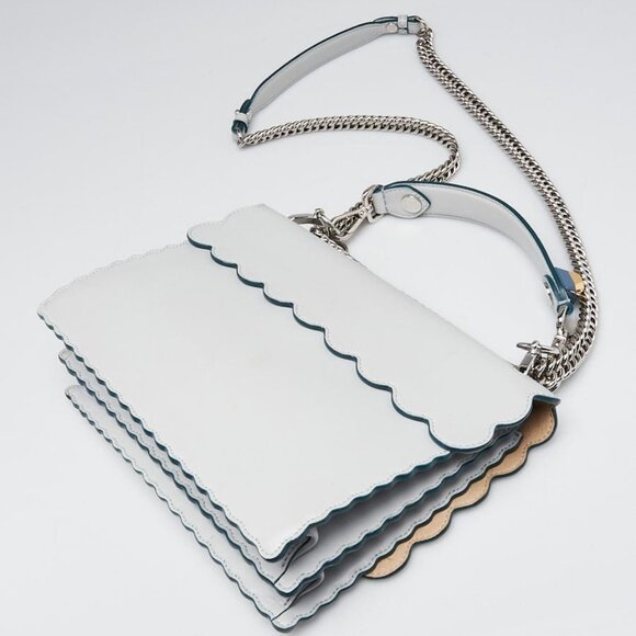 Fendi Light Blue Smooth Leather Kan I Medium Shoulder Bag 8BT283 - Picture 2 of 12